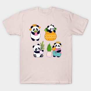 Cute pandas who loves plants T-Shirt